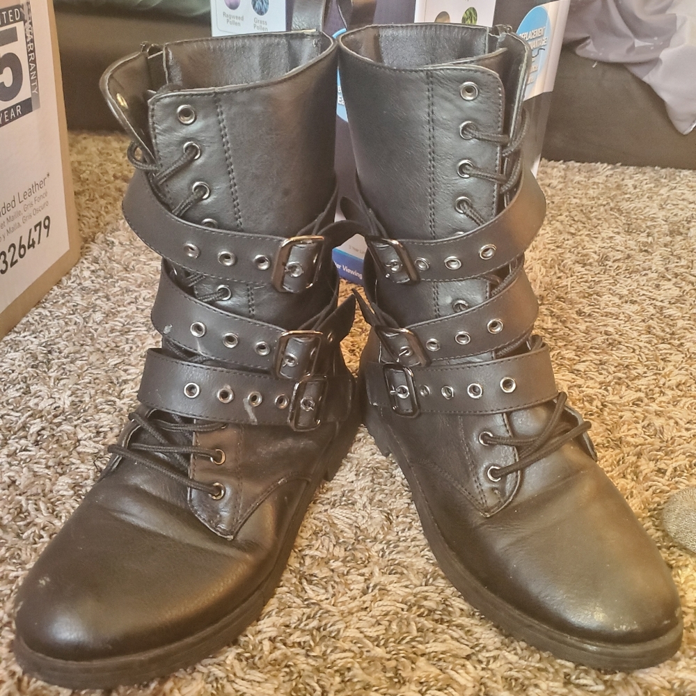 Black combat boots